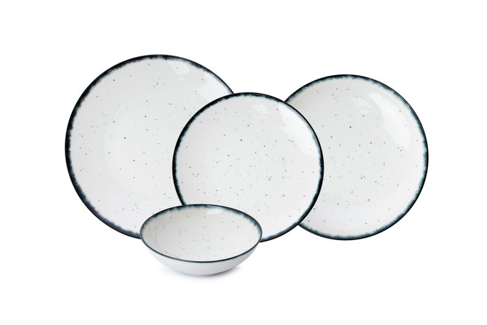 Hermia Juego de vajilla de porcelana 24 piezas Blanco y Negro